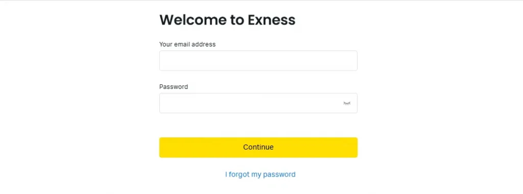Exness login overview
